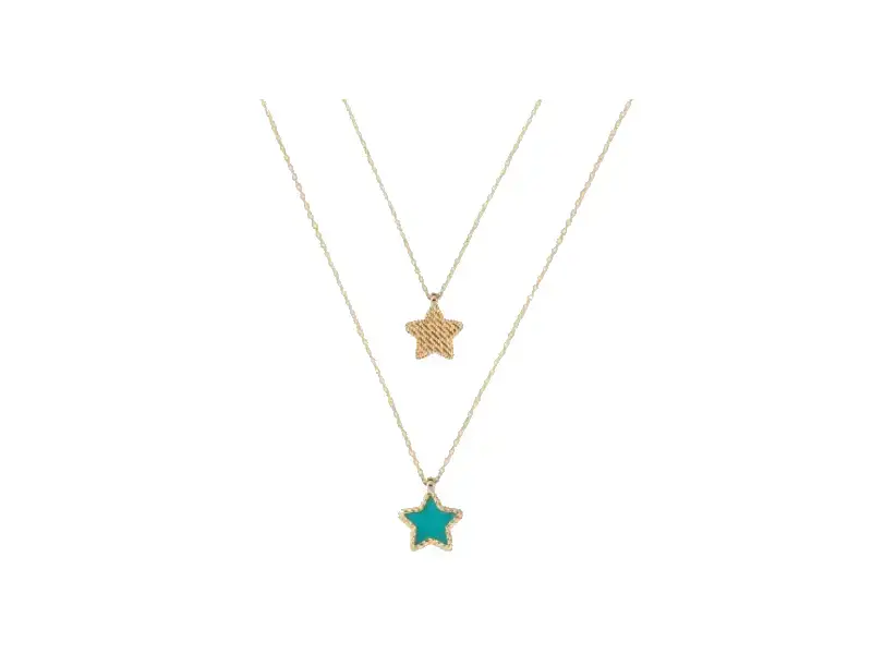 9KT YELLOW GOLD NECKLACE WITH TURQUOISE MOTHER OF PEARL STAR EMOTIONS GIULIA ITS ME EM/2CL